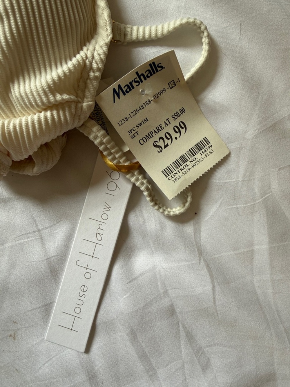 House of Harlow 1960 Cream Ribbed Bikini Top & Skirt Set - Picture 2 of 3